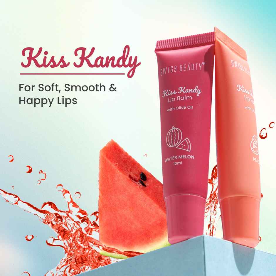 Swiss Beauty Kiss Kandy Lip Balm With Olive Oil | Moisturising Soft & Smooth Lips - 02 Water Melon