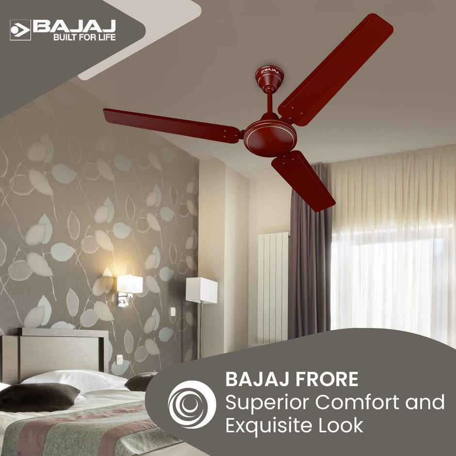 Bajaj Frore Ceiling Fan, 1200mm/48 Inches, BEE 1 Star Rated, Rust Free Coating, Brown
