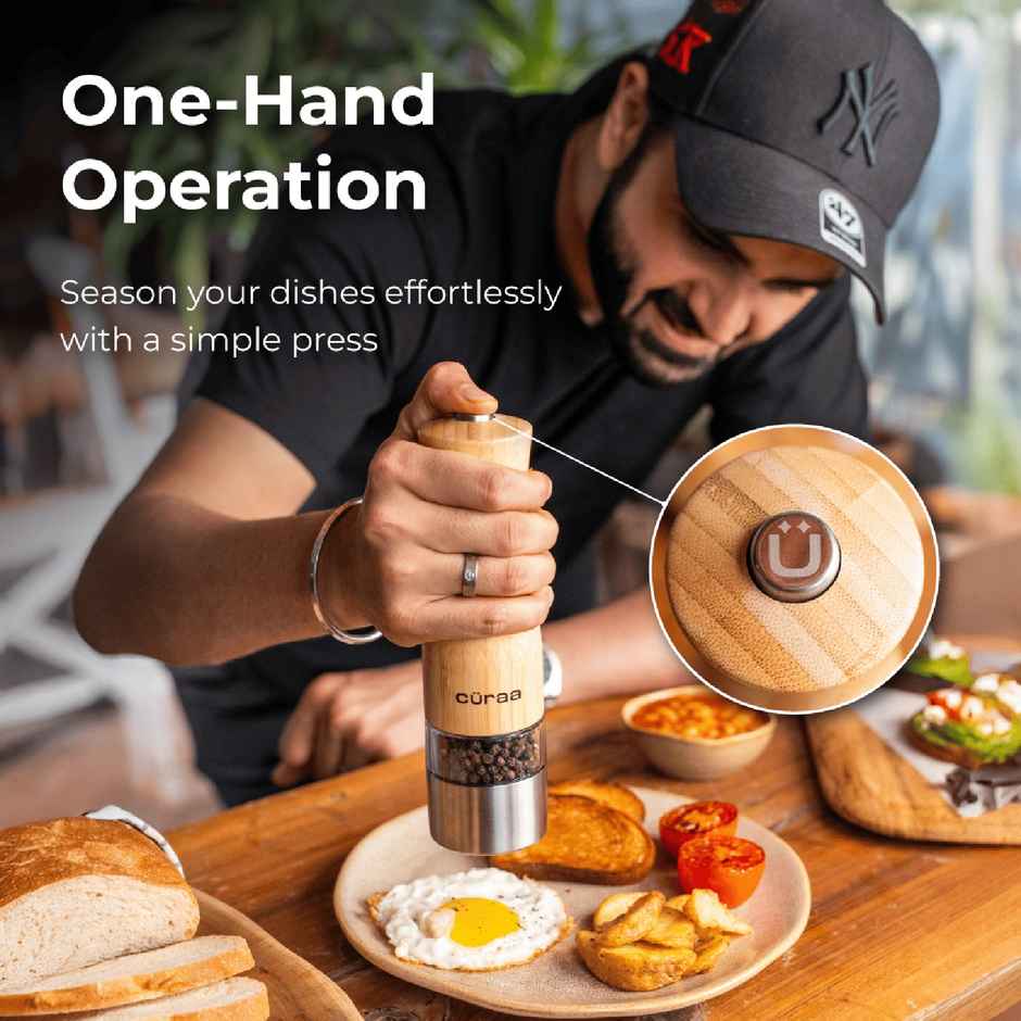 Curaa Pepper Grinder For Kitchen | Battery Powerred Automatic Salt And Pepper Mill | Perfect For Gift