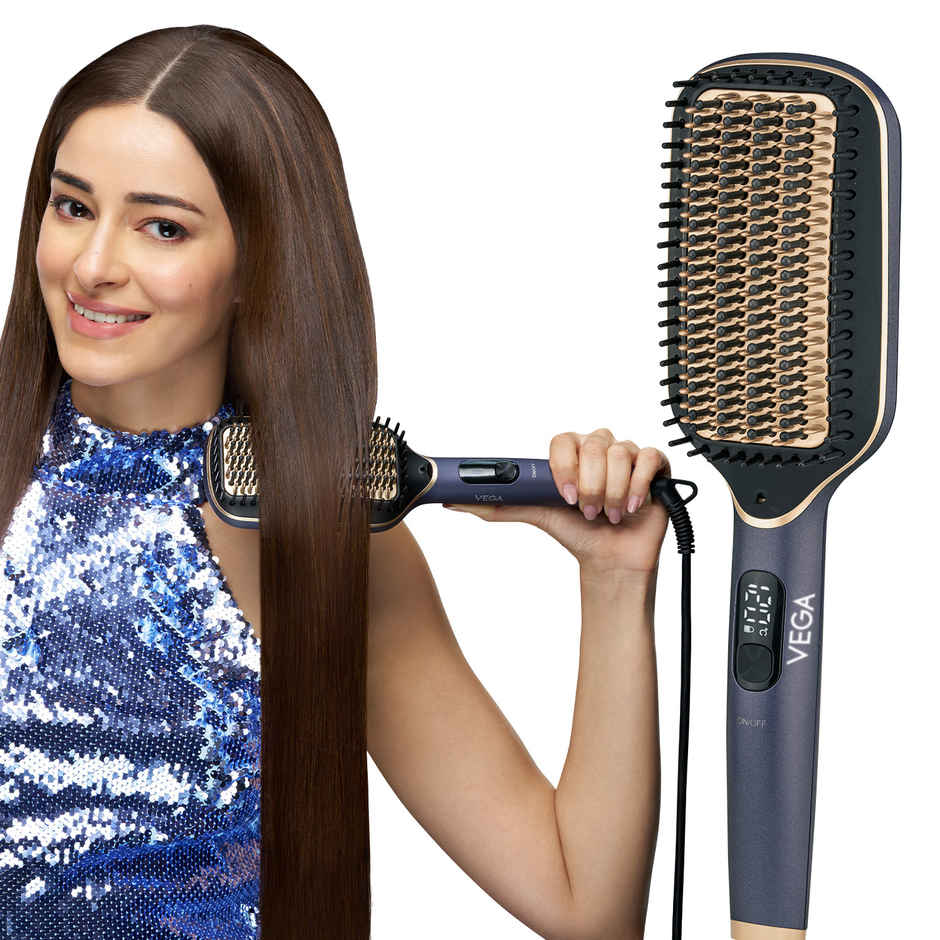 Vega Litstyle L1 Hair Straightener Brush with Up to 12 Hrs Straightening Effect, (VHSB-06)