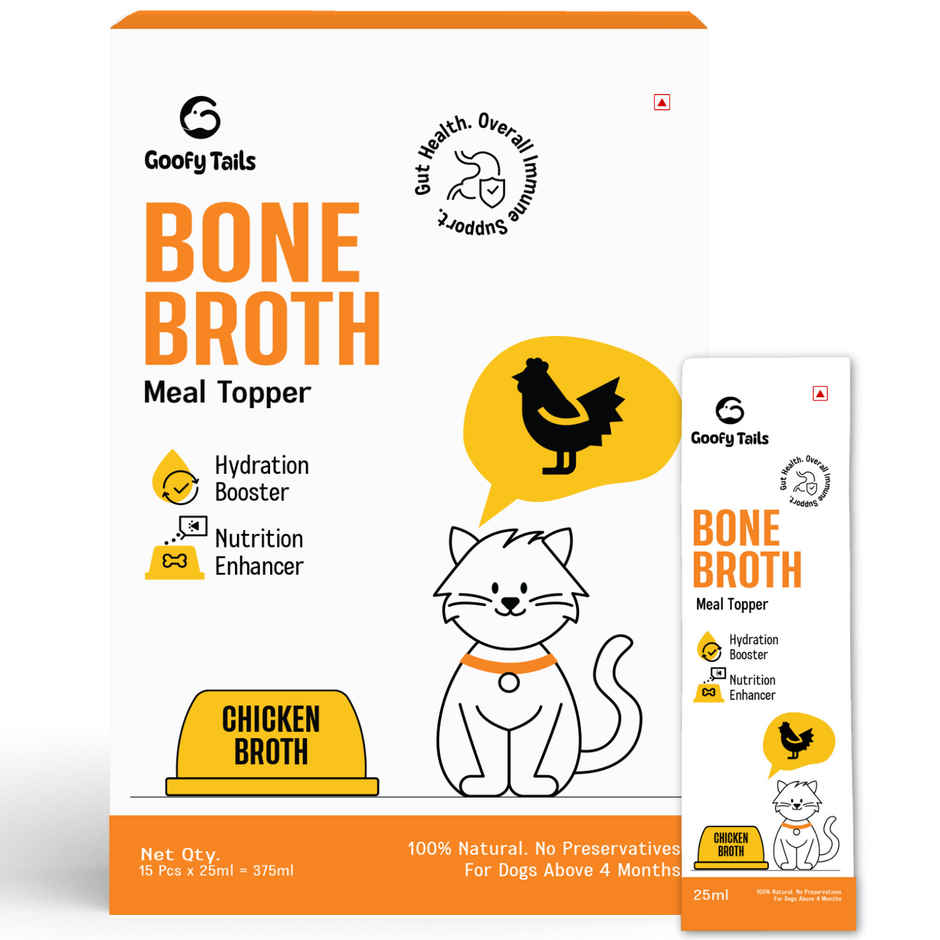 Goofy Tails Chicken Bone Broth for Cats and Kittens Preservative Free Gut Friendly Food Topper