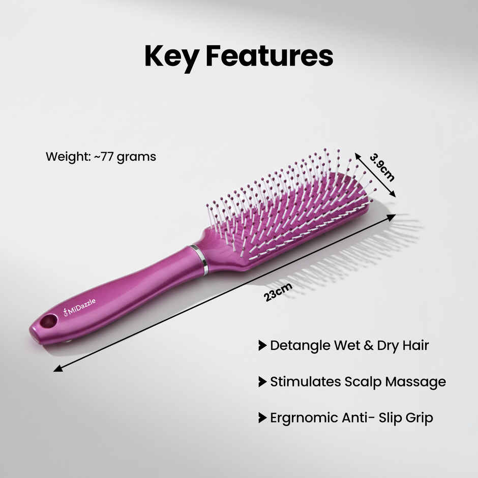 Midazzle Styling |NEO Flat Pink Hair Brush for All type Hair |MIHB0038