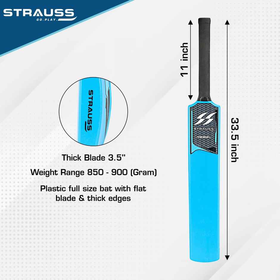 Strauss Plastic Cricket Bat Size 8, (Blue)