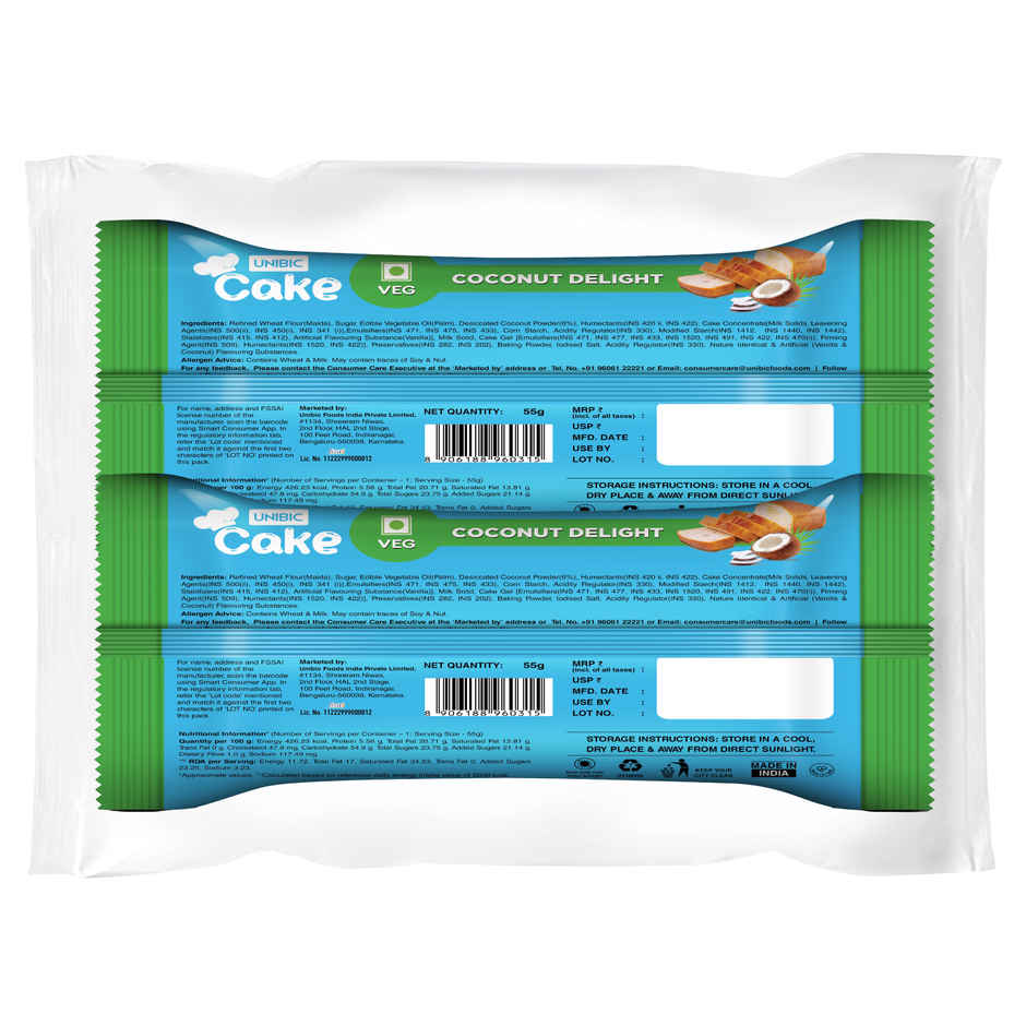 Unibic Coconut Delight Veg Bar Cake | Eggless