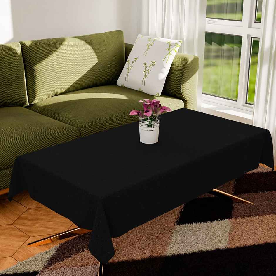 Kuber Industries Luxurious Jute Fabric Center Table Cover for Everyday Use|40x60 Inch|Black