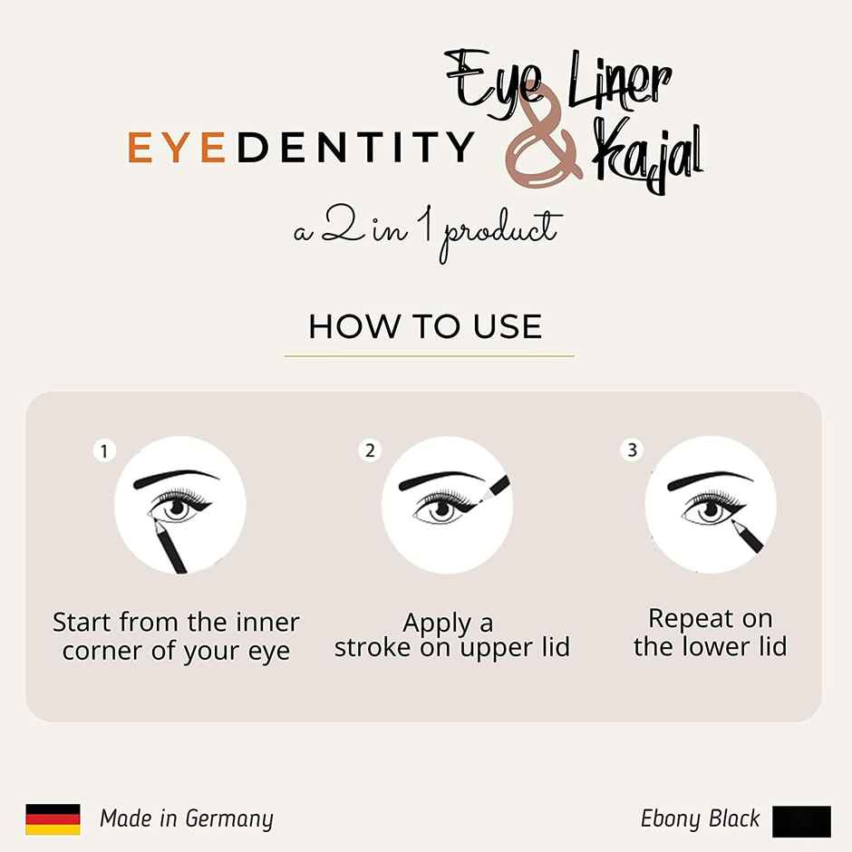 Color Fx Eyedentity 24 hour Long Lasting Waterproof Eyeliner & Kajal - Ebony Black