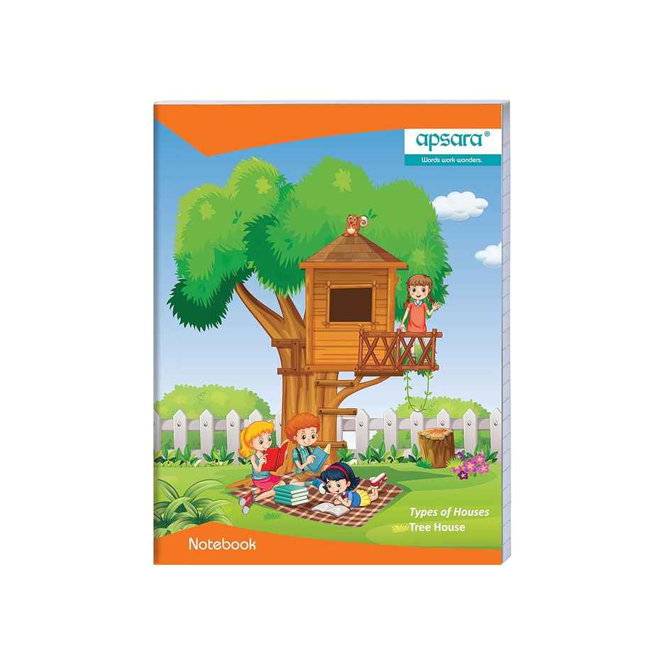 Apsara Kingsize Notebook | Four Lines With Gap | Red & Blue Line 120 Pages, 24 x 18 cm, Assorted