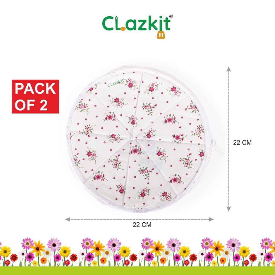 Clazkit Cotton Roti Zip Lock Chapati Cover in Round Style (2)