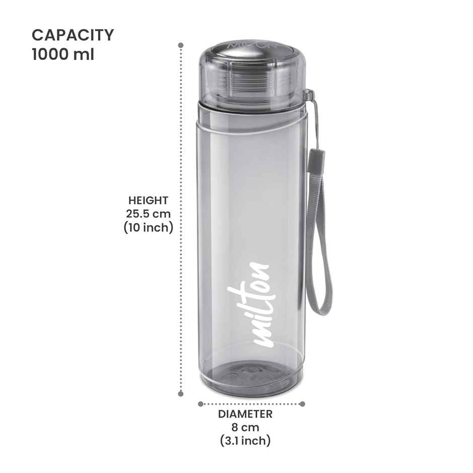Milton Hector 1000 Pet Water Bottle | 1 Litre | Grey