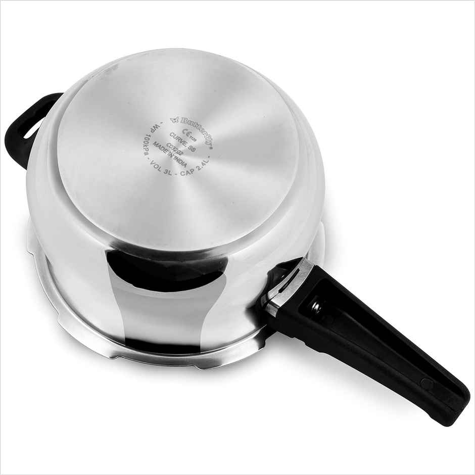 Butterfly Curve Stainless Steel Outer Lid Pressure Cooker, 3 Litre, Silver