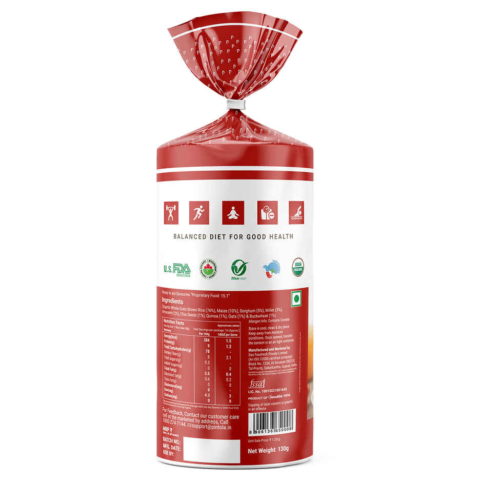 Pintola Organic Wholegrain Brown Rice Cakes Multigrain | Snack Essential