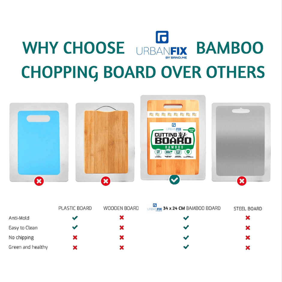 Bulfyss Large Natural Bamboo Wood Chopping Cutting Board for Kitchen Vegetables