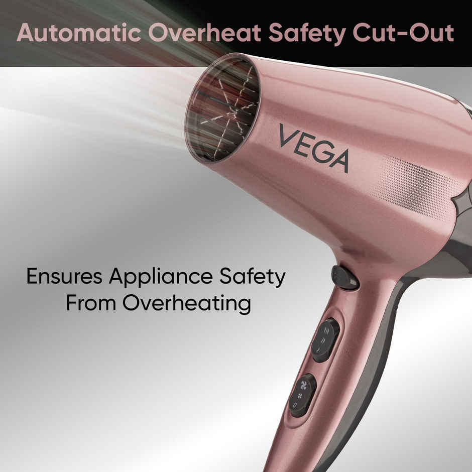 Vega Go Pro 2100W Professional Hair Dryer with 2 Speed & 3 Temperature Settings (VHDH-25)