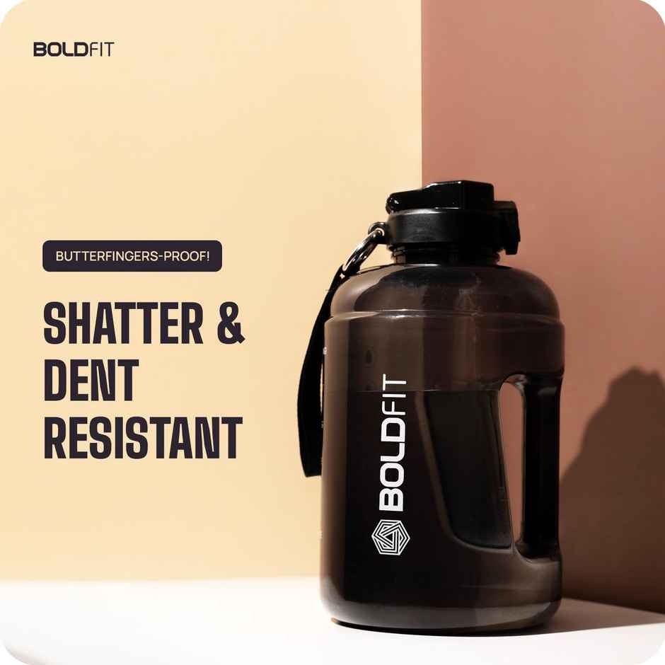 Boldfit Plastic Water Bottle For Gym Gallon | Black | 2.2 L