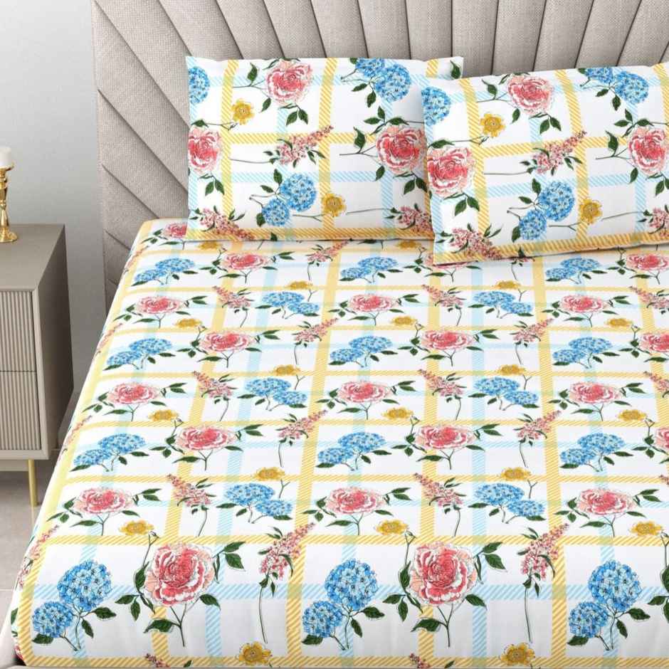 Bombay Dyeing Florentine 144 TC 100% Cotton Orange Double Size Bedsheet with 2 Pillow Covers