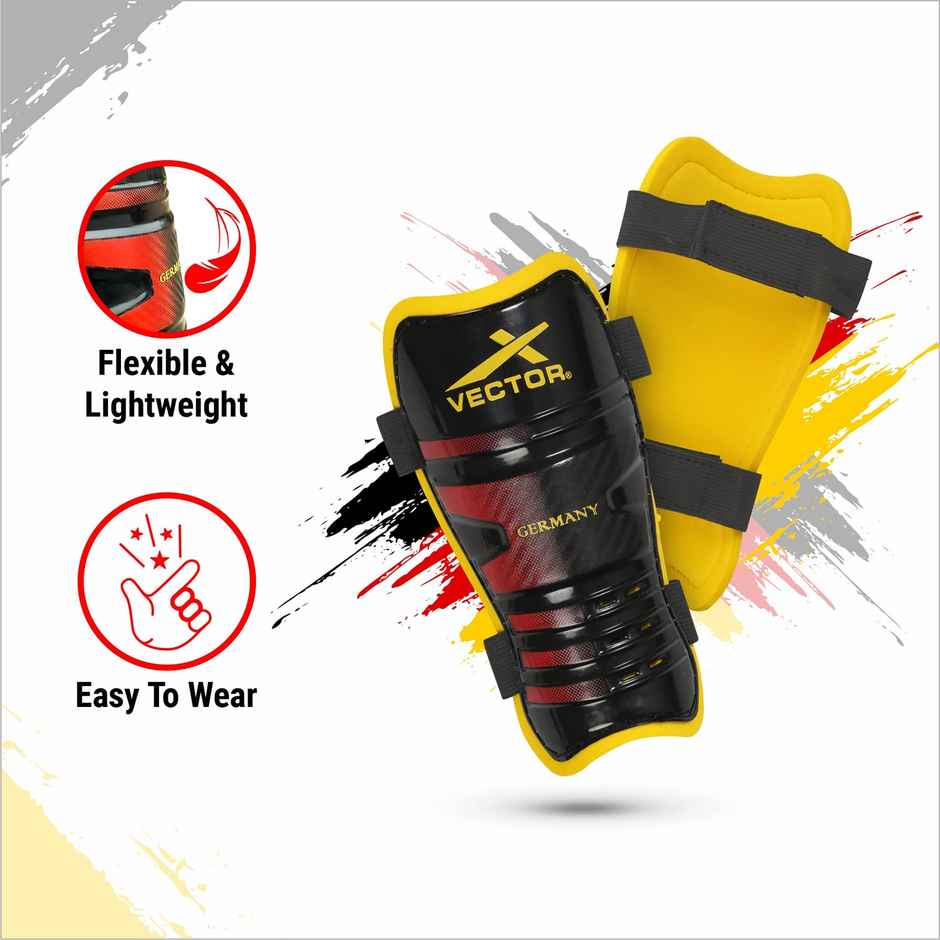 Vector X Germany Shin Guards Soccer With Adjustable Straps For Boys Girls Teenagers L