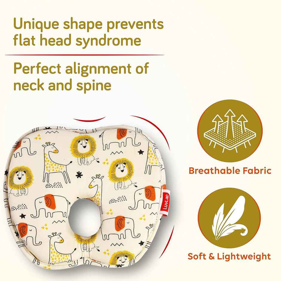 LuvLap New Born Baby Head Sleeping Pillow of Apple Shape, to Prevent Flat Head Syndrome, 0m+