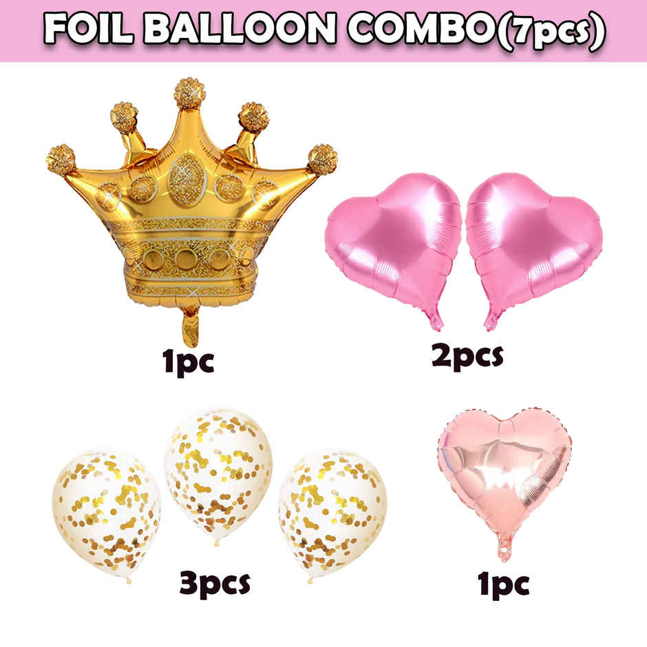 Romantic Decoration Combo With Pink Heart Foil Balloons | Party Propz