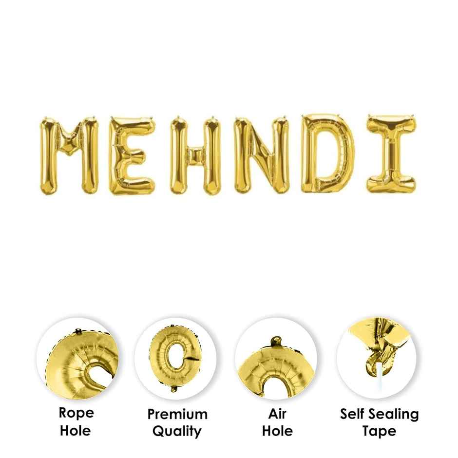 Just Party Mehndi Theme Foil Balloon Banner Combo