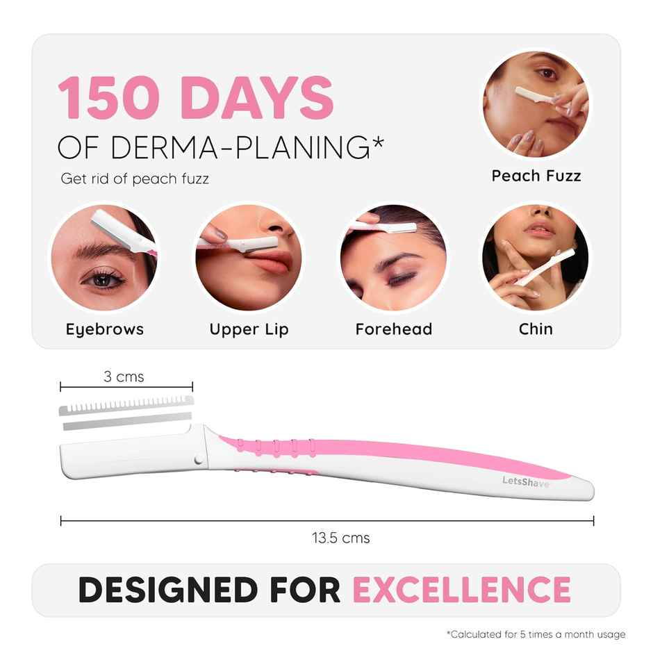 LetsShave Face Razor for Women | Painless Hair Removal for Face, Eyebrows, Upperlips, Chin