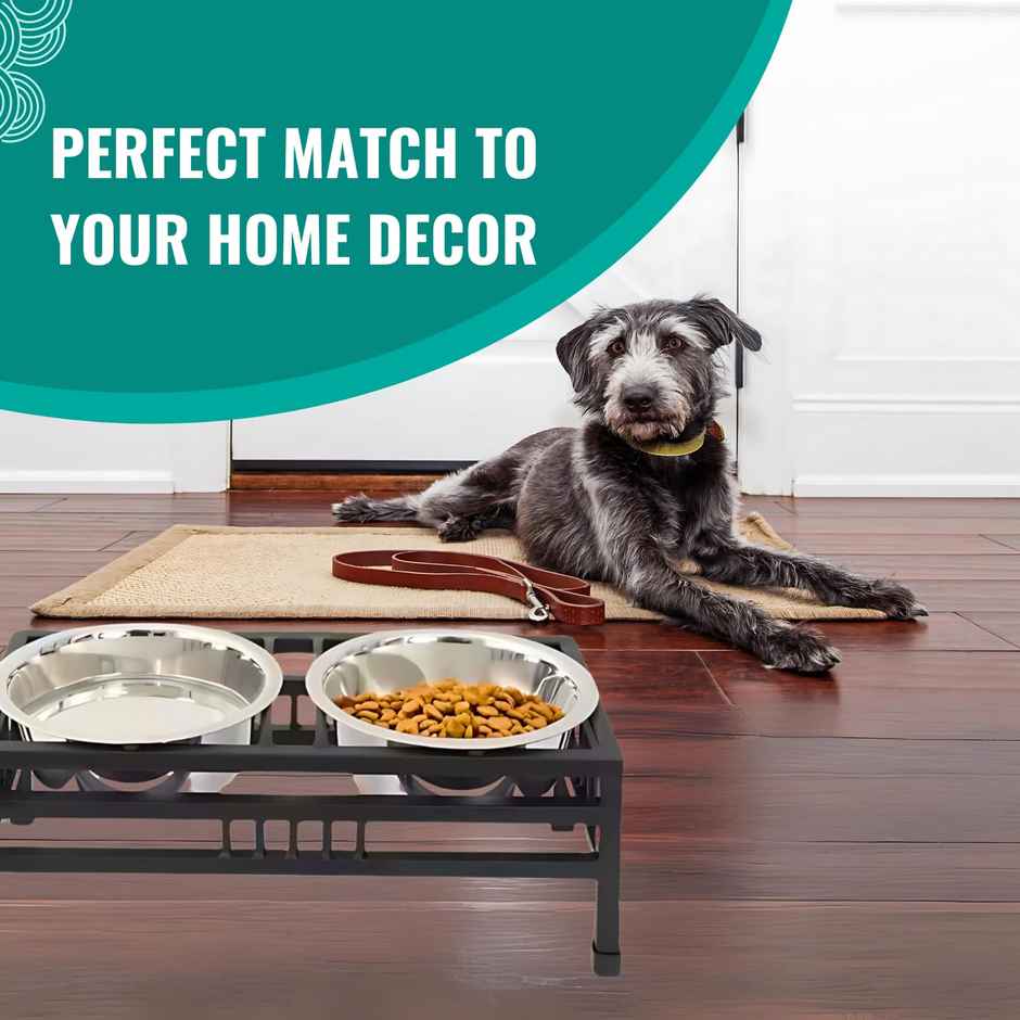 Pets Empire Metal Diner With Stainless Steel Bowls For Food & Water For Medium Breeds