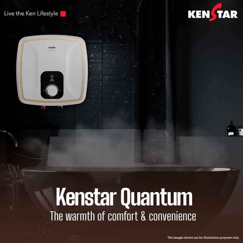 Kenstar QUANTUM 10L 5 Star Rated Square Storage Water Heater with Glassline Coated Tank, 2000W