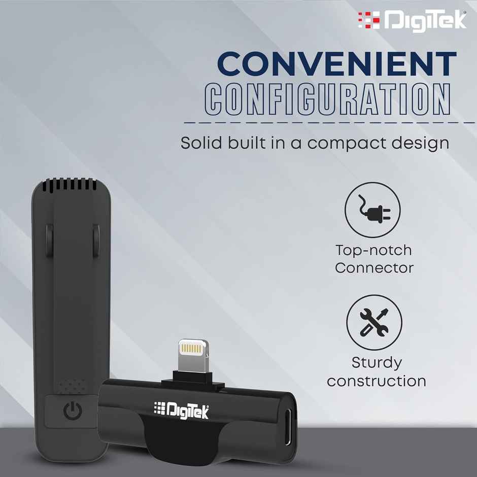 Digitek Dwm-002 Wireless Microphone & Receiver With 8-Pin Connector For Noise Cancellation