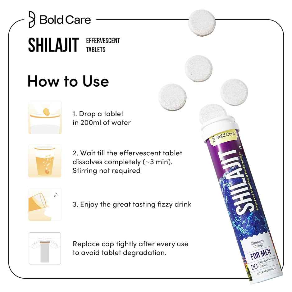 Bold Care Shilajit Effervescent Tablets for Natural Stamina Support