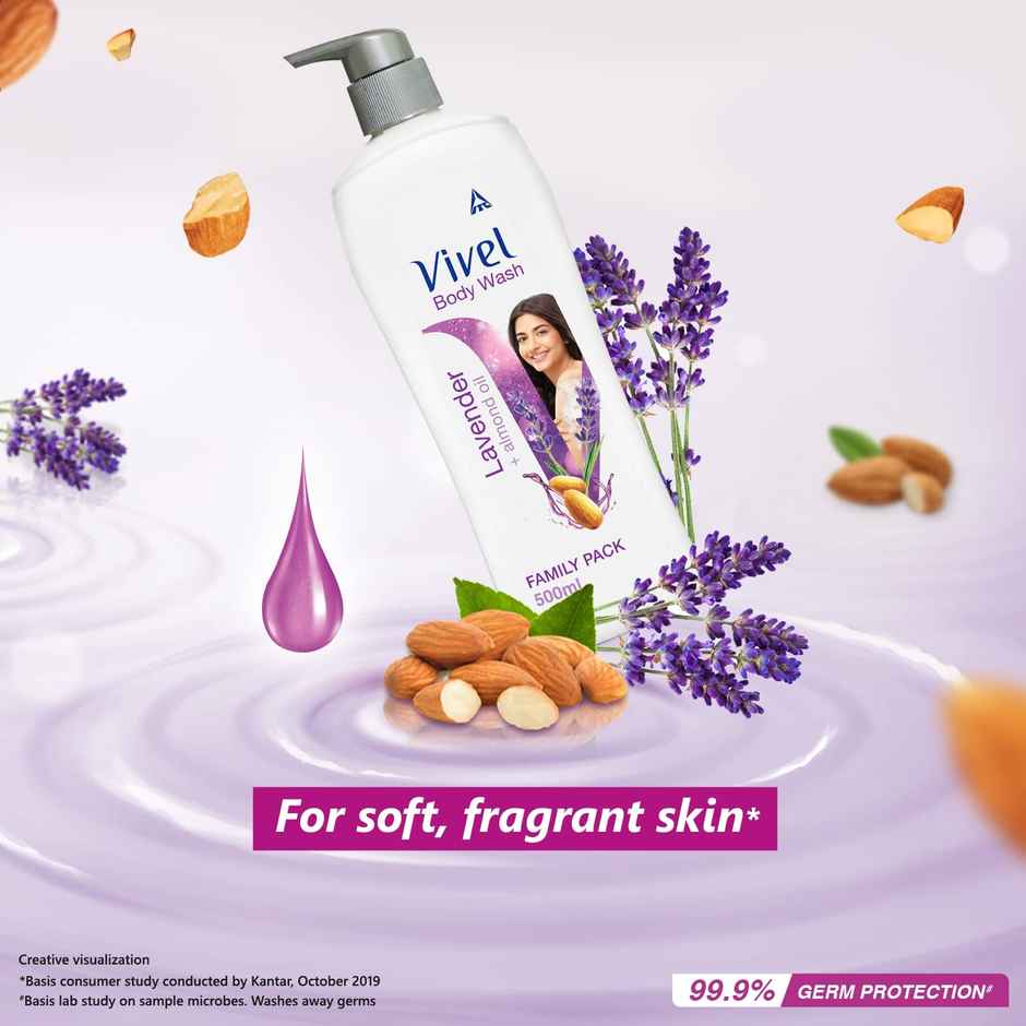 Vivel Body Wash Lavender & Almond Oil Shower For Women And Men