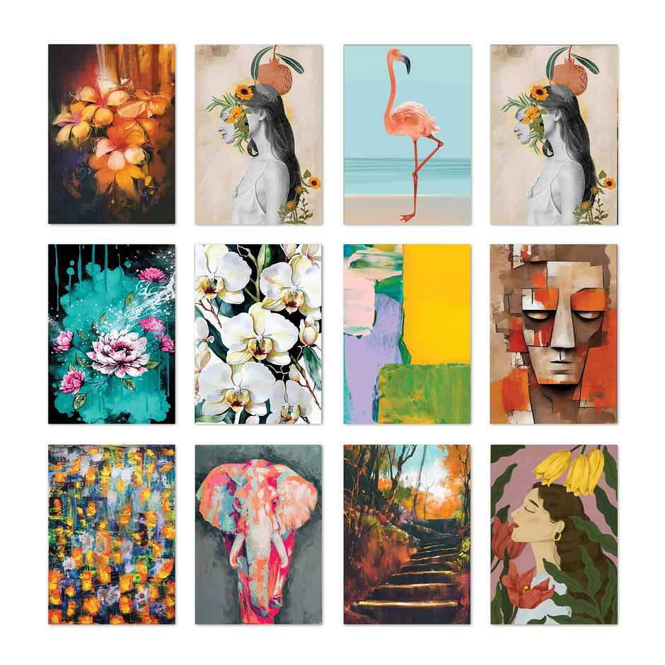 Paper Plane Design Abstract Boho Wall Posters For Living Room | Set Of 12 | Size 29 x 21 cm | D2