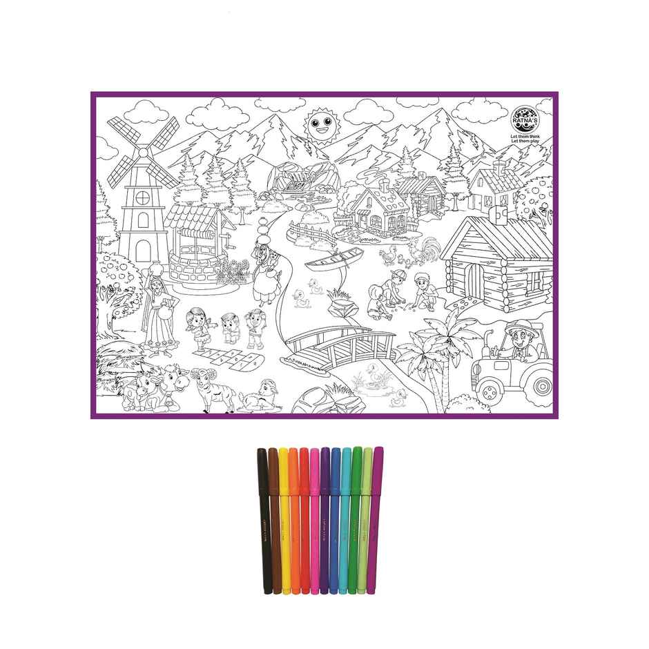Ratna's My Colouring Mat Modern Village