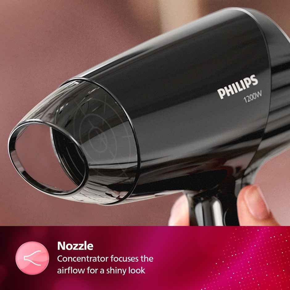 Philips India's No.1 Hair Styling Brand - Foldable Hair Dryer 1200W BHC010/10 | Black