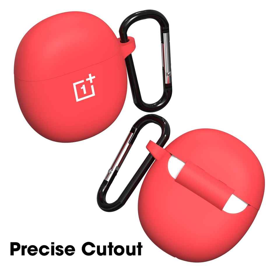 Sounce Silicone Case Cover for OnePlus Nord Buds CE | Shock-Absorbing | LED Visible | Keychain | Red