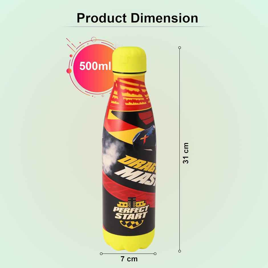 Kuber Industries Disney Car 500 ml Insulated Sipper Water Bottle with 2 Lids & Straw | Red