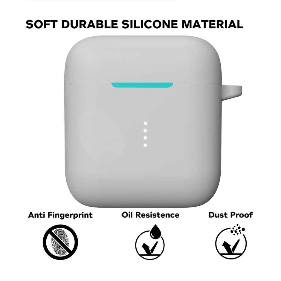 Sounce Silicone Case Cover for Boat Airdopes 141 | Shockproof Protective Cover with Keychain,Grey