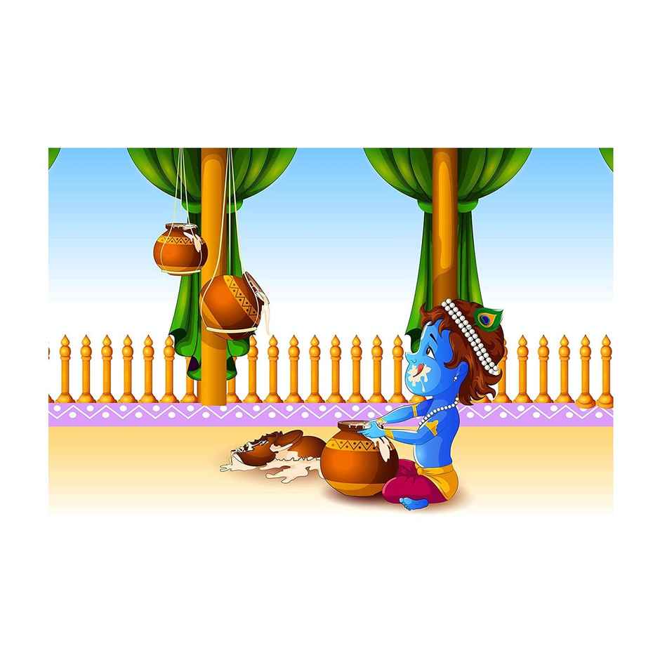 Paper Plane Design Religious Baby Krishna Poster | Size 12 x 18 Inch | D10