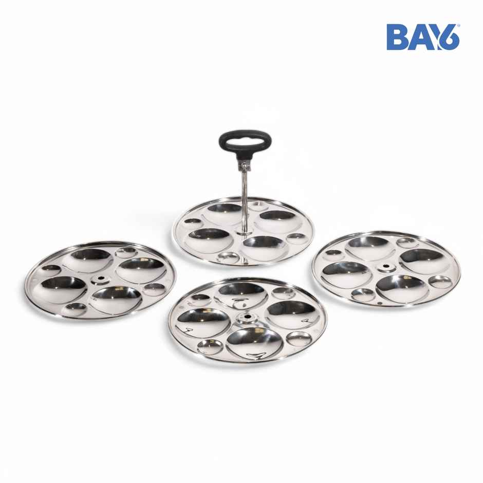 BAY6 Stainless Steel Idli Plate Round - 16 Big & 16 Small Idlis