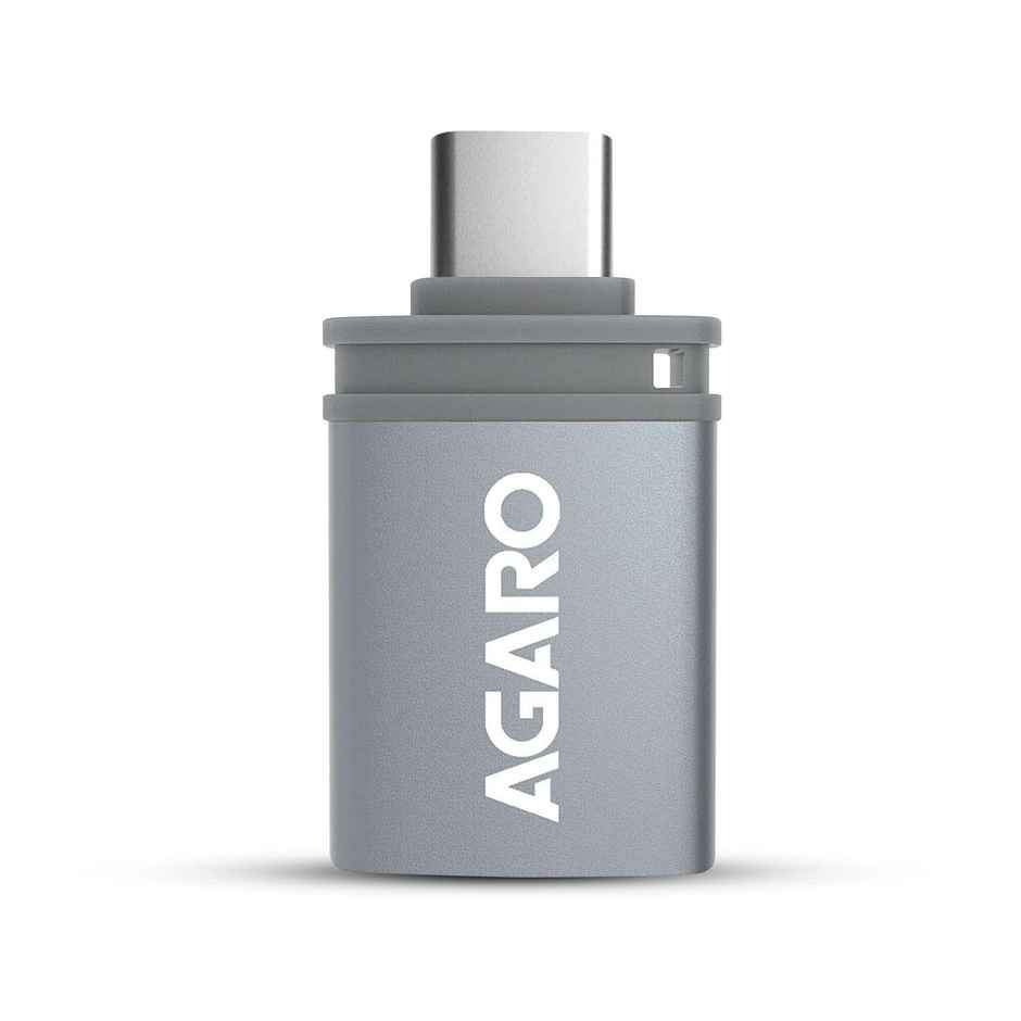 Agaro Blaze USB 3.0 to Type C OTG Adapter, Compatible with Thunderbolt to USB Adapter, Laptops Including MacBook Pro, Air and All Type-C Devices, Portable and High-Speed Data Transfer - Grey