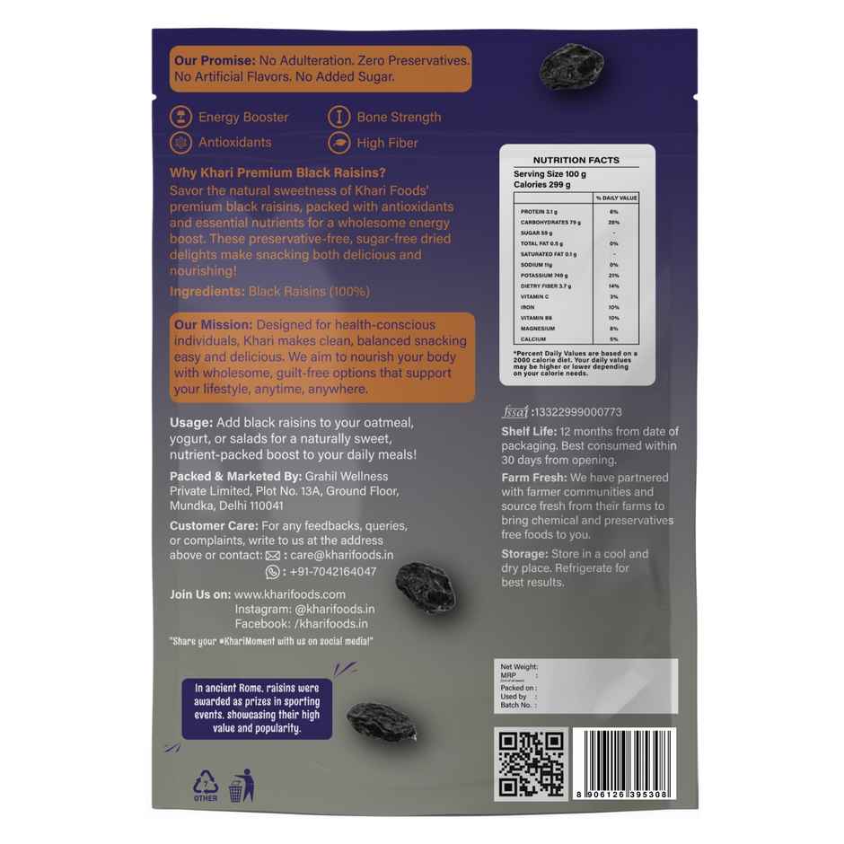Khari Foods Black Raisins Dried