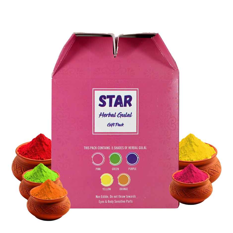 Holi Gulal Colors Combo | Pink | Green | Orange | Red | Yellow | Star