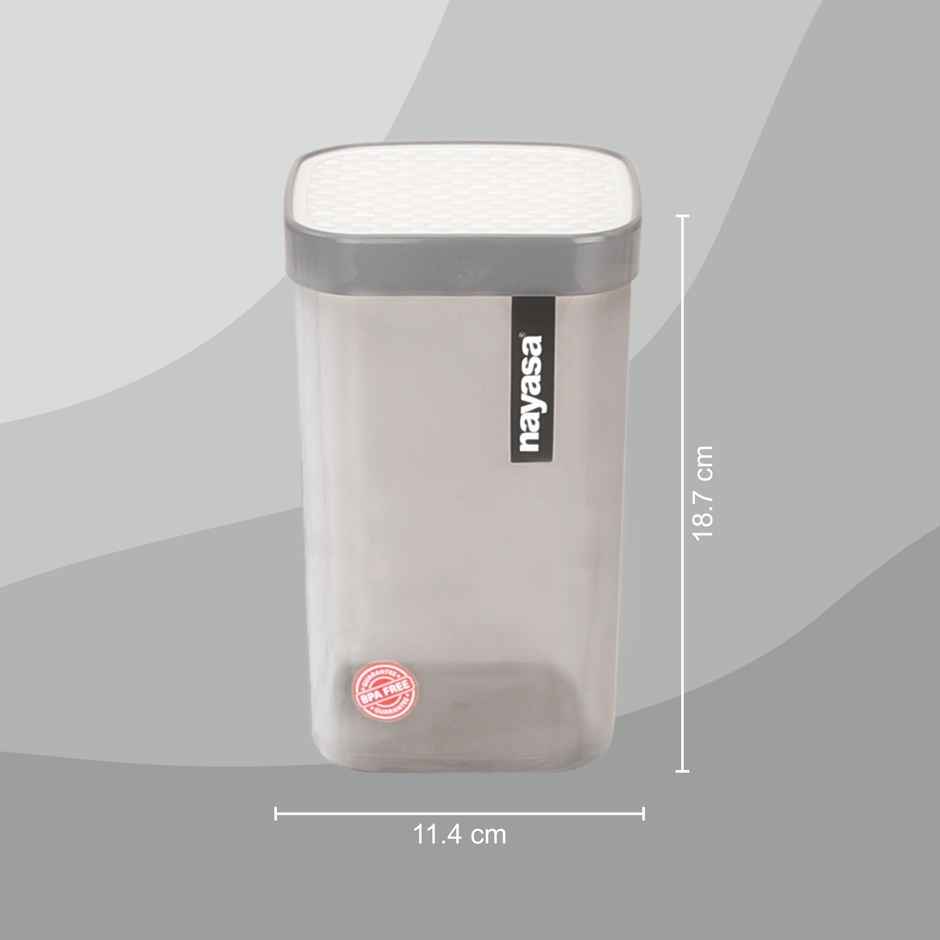 Nayasa Fusion BPA Free Food Grade Airtight Kitchen Stackable Container | Grey - 1.5 L