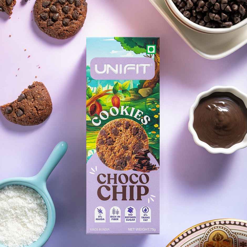 Unifit Choco Chips Cookies | Crispy and Chocolatey | High Protein and Fiber