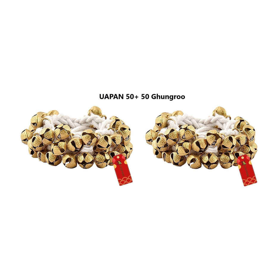 Uapan Brass Ghungroo Small White String Pair 50+50