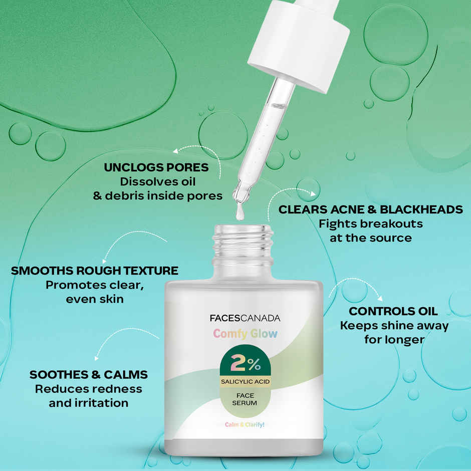 FACES CANADA Comfy Glow 2% Salicylic Acid Face Serum | Clears Acne & Blackheads
