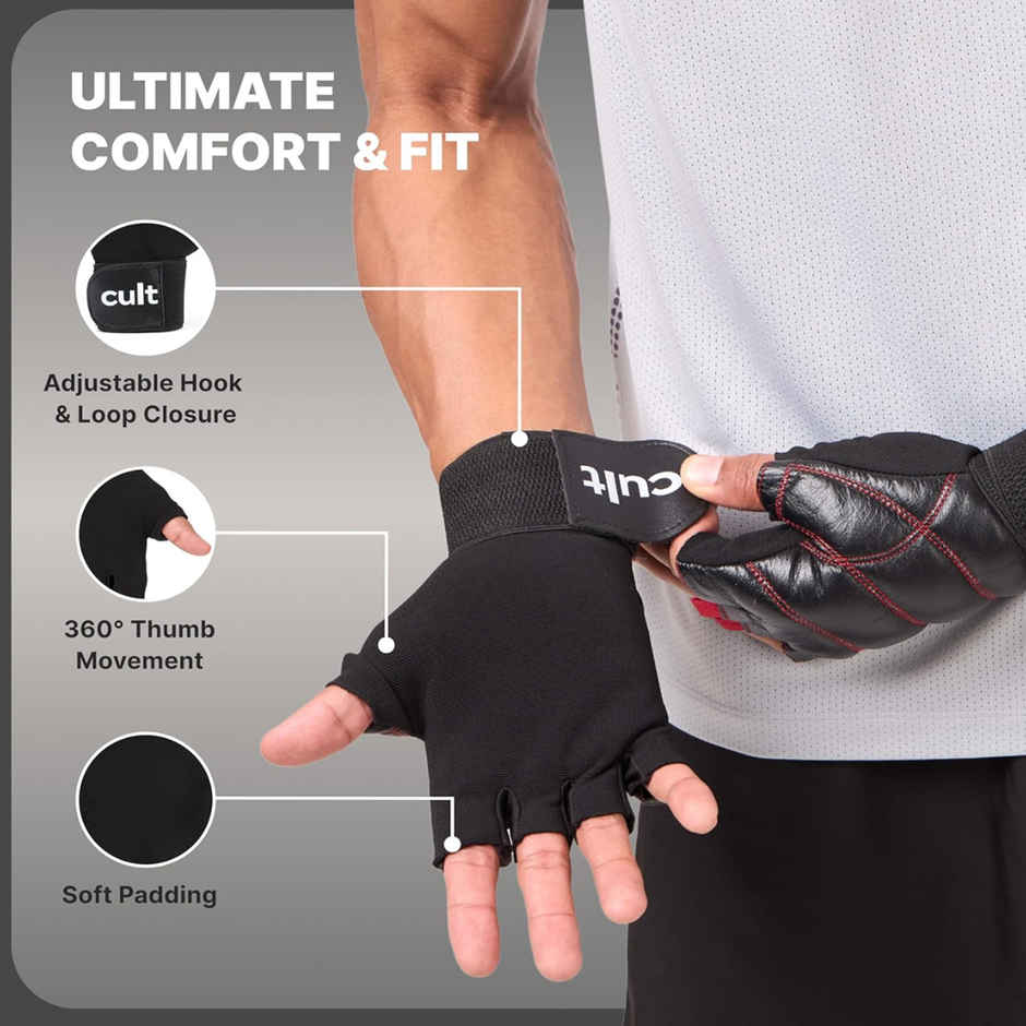 Cult Workout Gym Gloves | Small | Black/Red