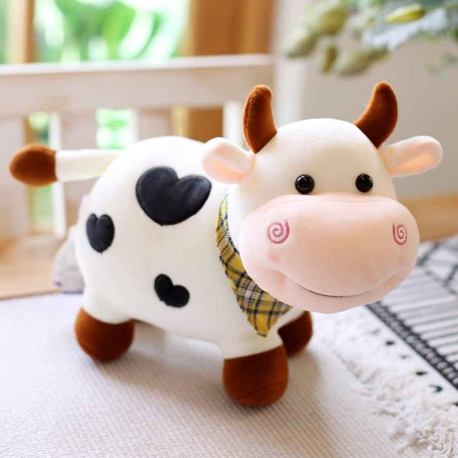 Storio Soft Plush Cow Toy | Ultra Soft Stuffed Animal for Kids | 25 cm