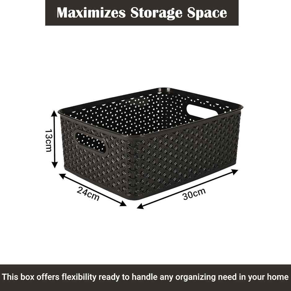 Kuber Industries 3 Pcs Stackable Storage Box Set | Multi-Purpose Organizer for Baby - Black