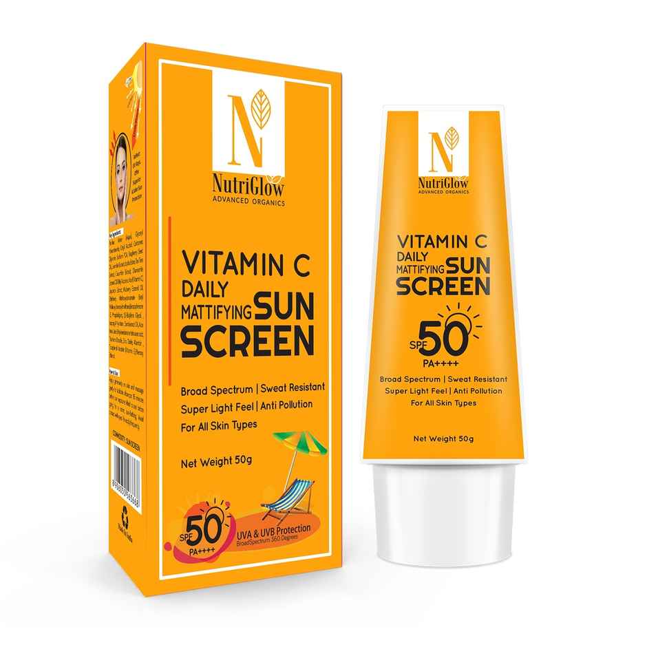NutriGlow Advanced Organics Sunscreen - SPF 50 PA++++ Vitamin C Mattifying Sunscreen