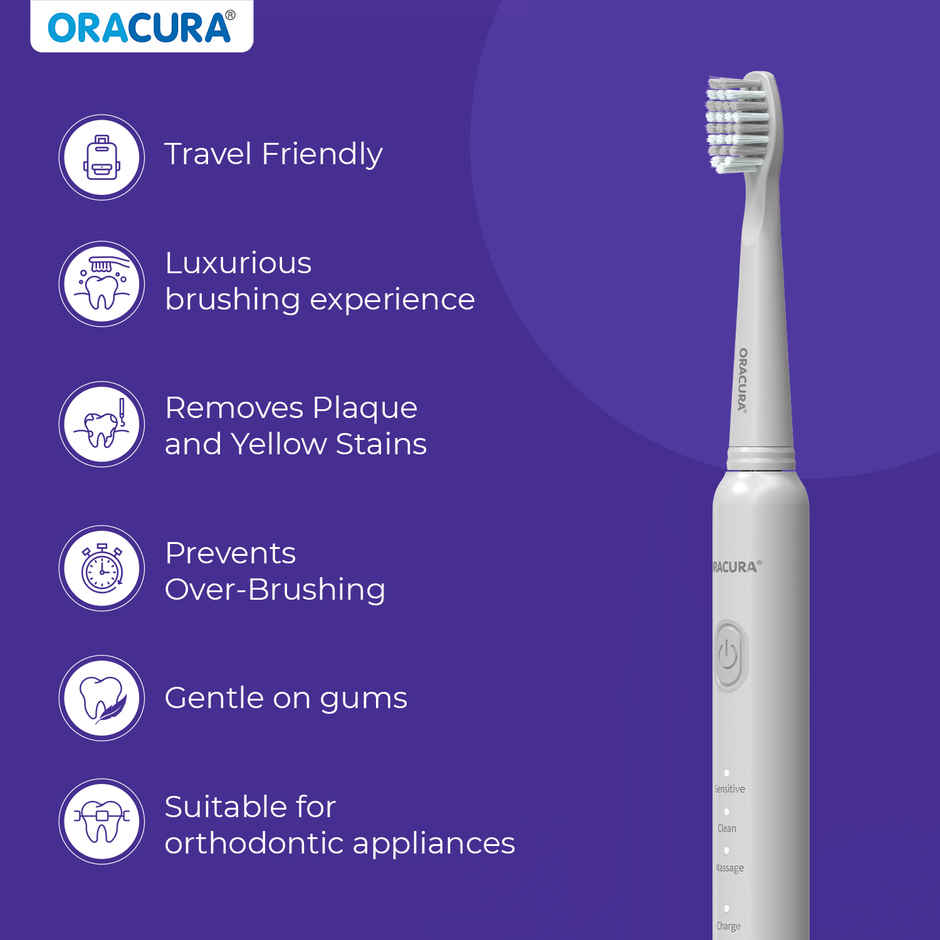 Oracura Sb200 Sonic Lite Rechargeable Electric Toothbrush Grey