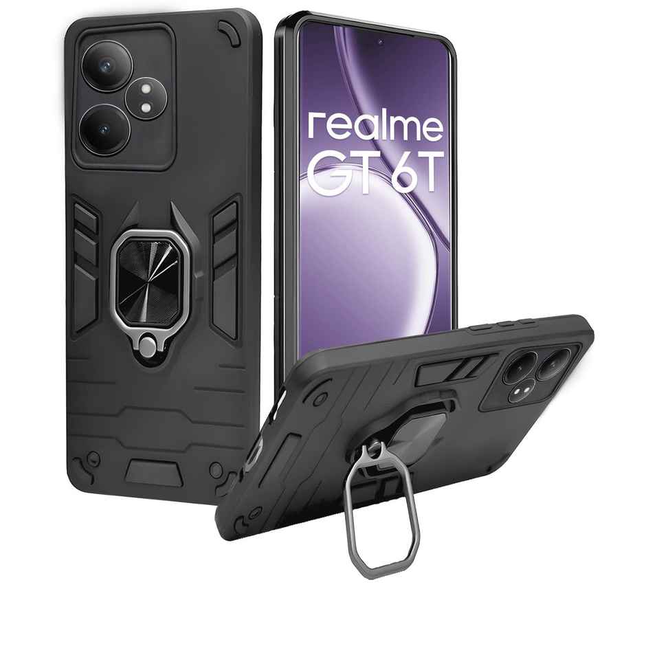 Artistque Case for Realme Gt 6 / Gt 6t Back Cover - Ring Stand Armor Cover